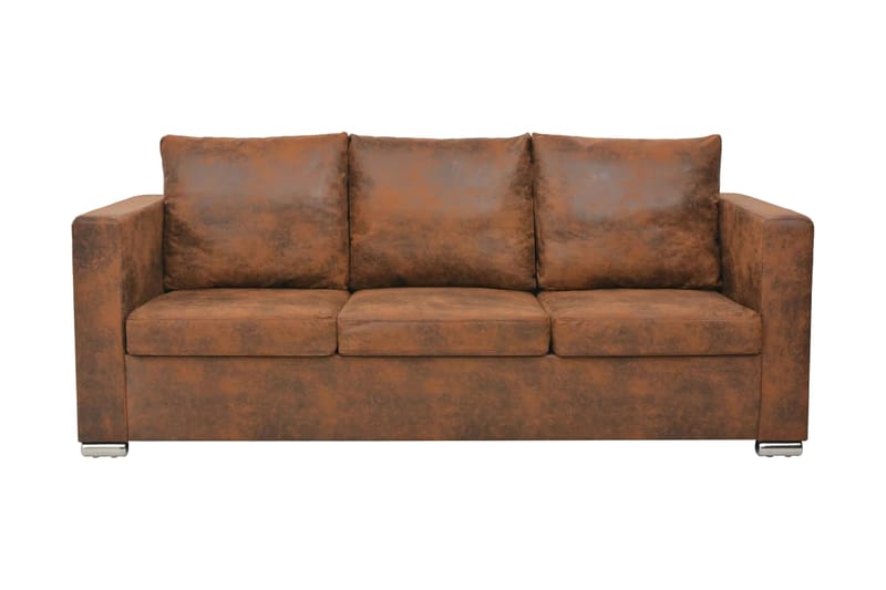 3-sitssoffa 191x73x82 cm konstmocka - Brun - 3 sits soffa