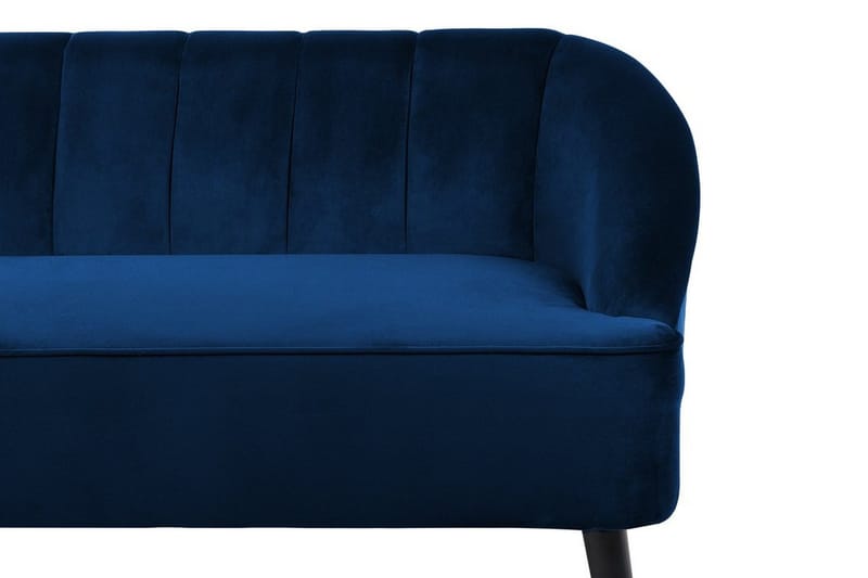 Alsvag 3-sits Kanalstoppad Sammetssoffa med Träben - Blå - Möbler - Soffa - 3 sits soffa