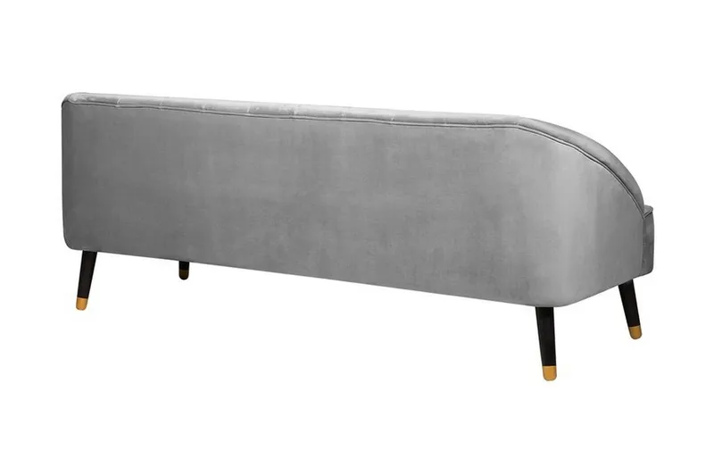 Alsvag 3-sits Kanalstoppad Sammetssoffa med Träben - Grå - Möbler - Soffa - 3 sits soffa