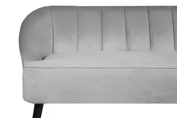Alsvag 3-sits Kanalstoppad Sammetssoffa med Träben - Grå - Möbler - Soffa - 3 sits soffa