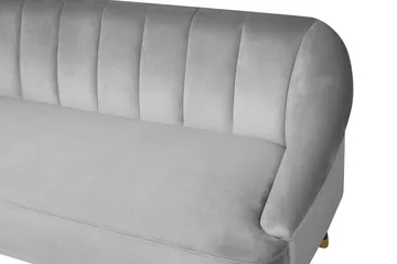 Alsvag 3-sits Kanalstoppad Sammetssoffa med Träben - Grå - Möbler - Soffa - 3 sits soffa