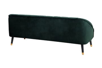 Alsvag 3-sits Kanalstoppad Sammetssoffa med Träben - Grön - Möbler - Soffa - 3 sits soffa