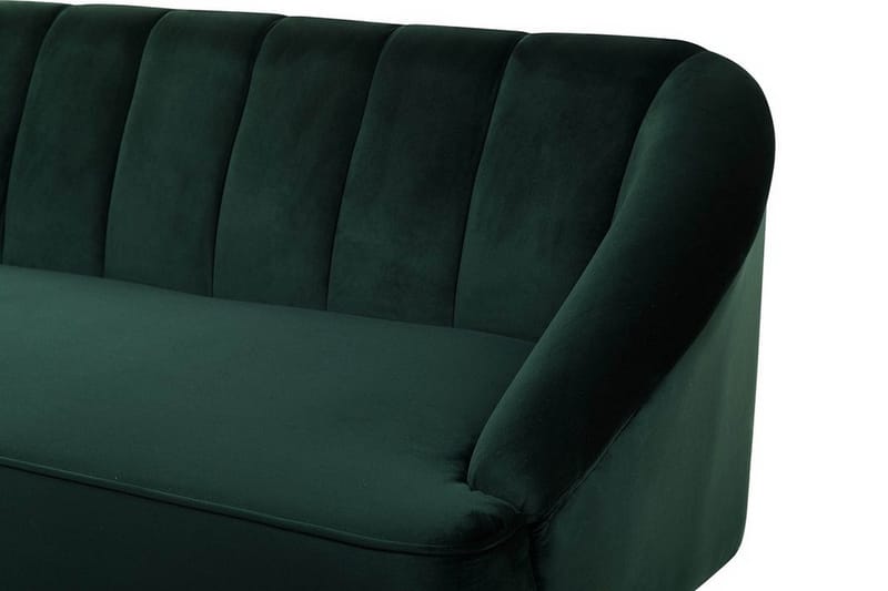 Alsvag 3-sits Kanalstoppad Sammetssoffa med Träben - Grön - Möbler - Soffa - 3 sits soffa