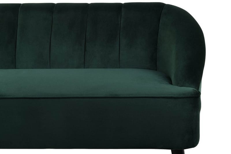 Alsvag 3-sits Kanalstoppad Sammetssoffa med Träben - Grön - Möbler - Soffa - 3 sits soffa