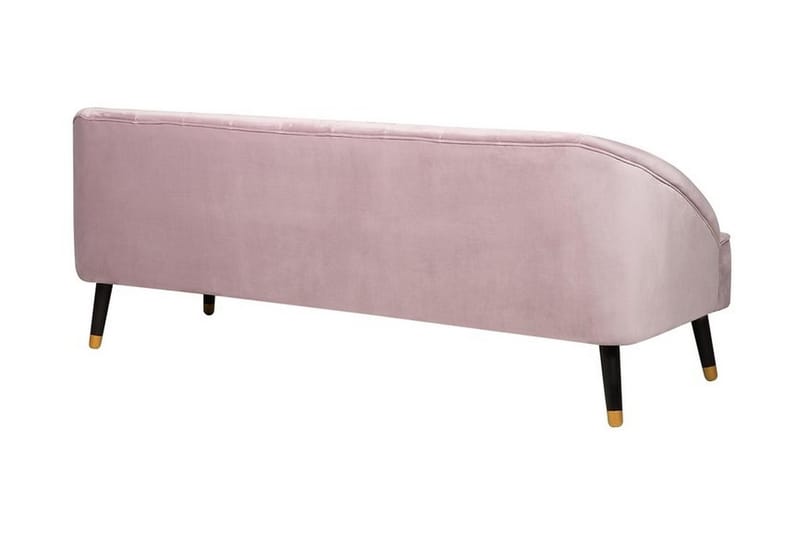 Alsvag 3-sits Kanalstoppad Sammetssoffa med Träben - Rosa - Möbler - Soffa - 3 sits soffa