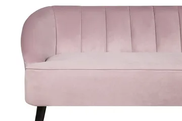 Alsvag 3-sits Kanalstoppad Sammetssoffa med Träben - Rosa - Möbler - Soffa - 3 sits soffa
