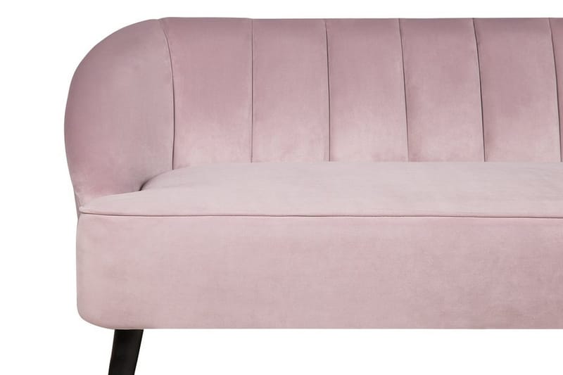 Alsvag 3-sits Kanalstoppad Sammetssoffa med Träben - Rosa - Möbler - Soffa - 3 sits soffa