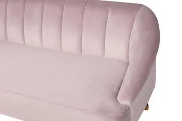 Alsvag 3-sits Kanalstoppad Sammetssoffa med Träben - Rosa - Möbler - Soffa - 3 sits soffa