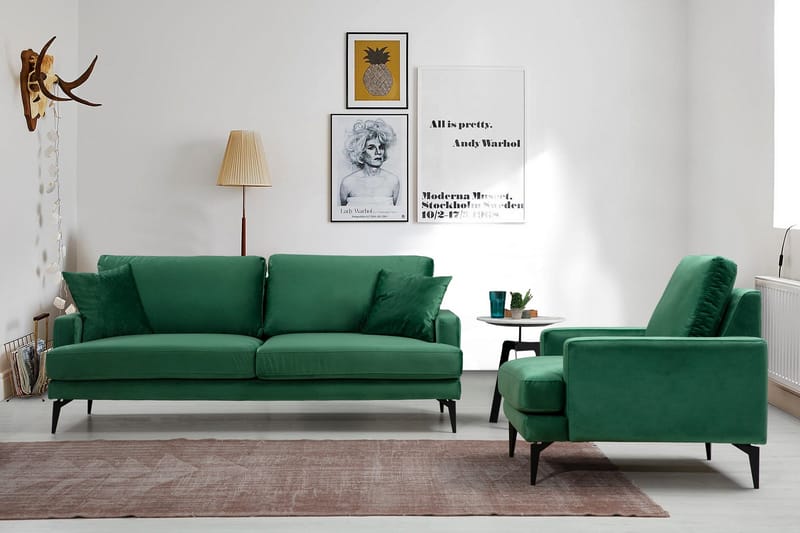 Andary 3-sits Soffa - Grön/Svart - Möbler - Soffa - 3 sits soffa