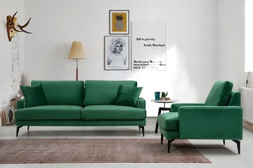 Andary 3-sits Soffa - Grön/Svart - Möbler - Soffa - 3 sits soffa