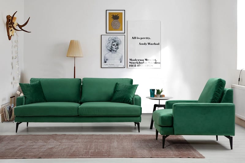 Andary 3-sits Soffa - Grön/Svart - Möbler - Soffa - 3 sits soffa