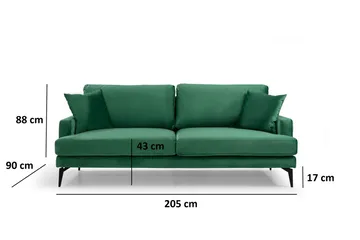 Andary 3-sits Soffa - Grön/Svart - Möbler - Soffa - 3 sits soffa