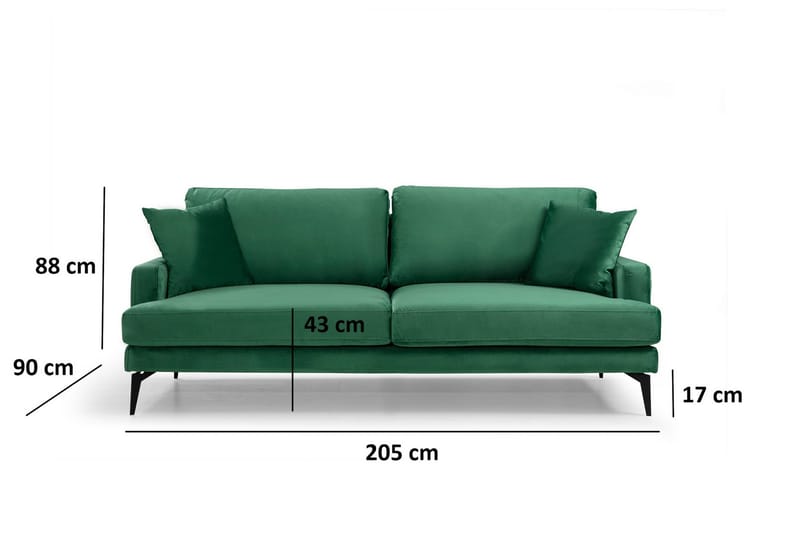 Andary 3-sits Soffa - Grön/Svart - Möbler - Soffa - 3 sits soffa