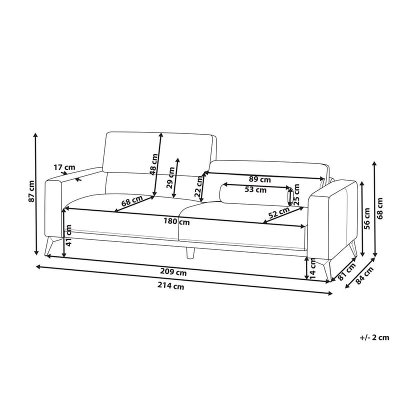 3-sits soffa Ange - Blå, Svart/Polyester - Möbler - Soffa - 3 sits soffa