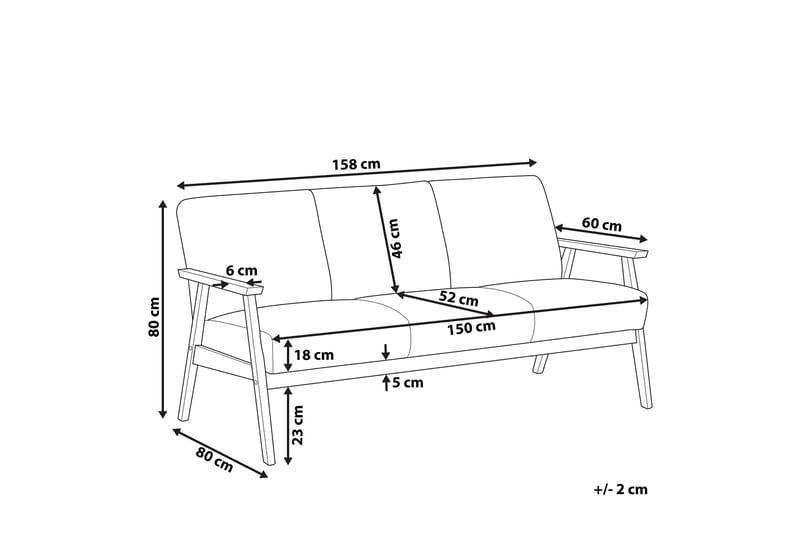 Asnes 3-sits Soffa - Grå - 3 sits soffa