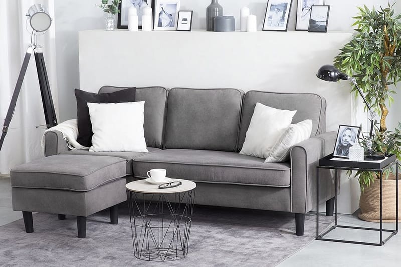 Avesta Soffa 2-4 Sits Med Fotpall - Grå - Möbler - Soffa - 3 sits soffa