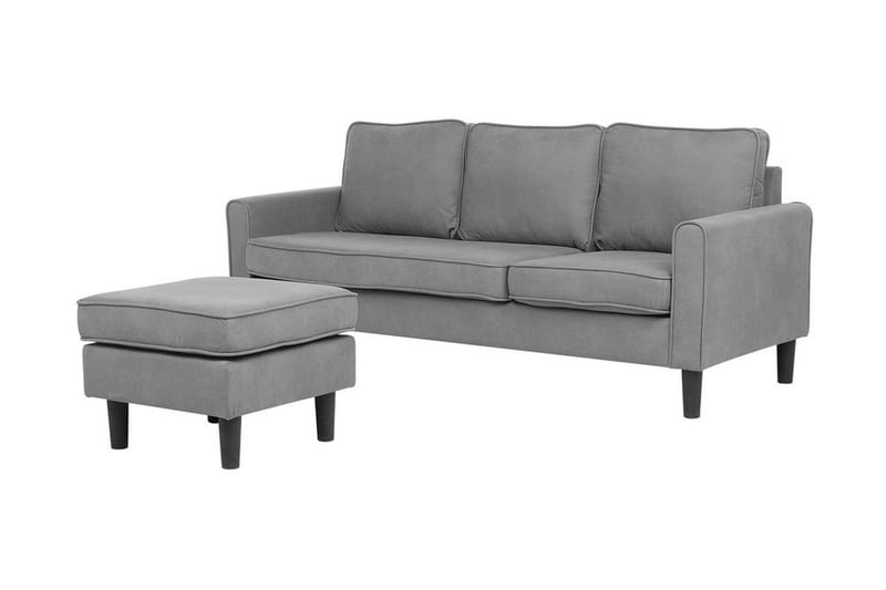 Avesta Soffa 2-4 Sits Med Fotpall - Grå - Möbler - Soffa - 3 sits soffa