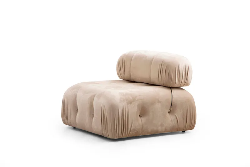 Belgin Bubblig Soffa 3-sits med fasta armstöd och repdetaljer - Beige - Möbler - Soffa - Modulsoffor - Komplett modulsoffa