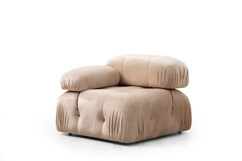 Belgin Bubblig Soffa 3-sits med fasta armstöd och repdetaljer - Beige - Möbler - Soffa - Modulsoffor - Komplett modulsoffa