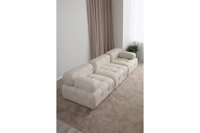 Belgin Bubblig Soffa 3-sits med utfällbara armstöd och ryggstöd - Ljusbeige / Beige - Möbler - Soffa - Modulsoffor - Komplett modulsoffa