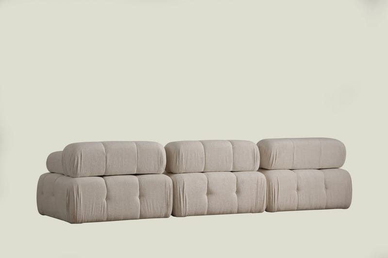 Belgin Bubblig Soffa 3-sits med utfällbara armstöd och ryggstöd - Ljusbeige / Beige - Möbler - Soffa - 3 sits soffa