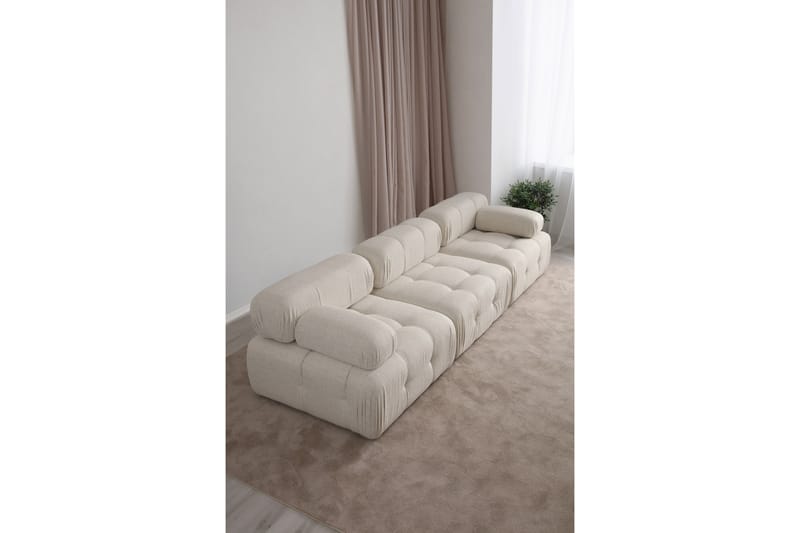 Belgin Bubblig Soffa 3-sits med utfällbara armstöd och ryggstöd - Ljusbeige / Beige - Möbler - Soffa - 3 sits soffa