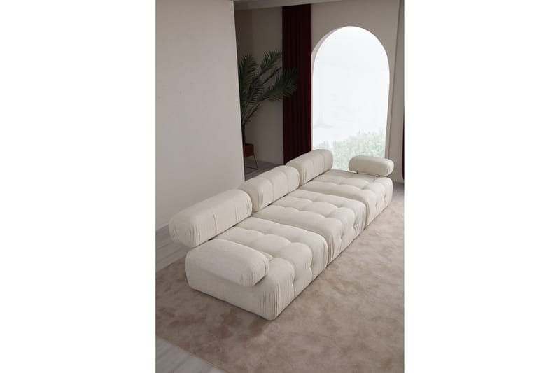 Belgin Bubblig Soffa 3-sits med utfällbara armstöd och ryggstöd - Ljusbeige / Beige - Möbler - Soffa - 3 sits soffa