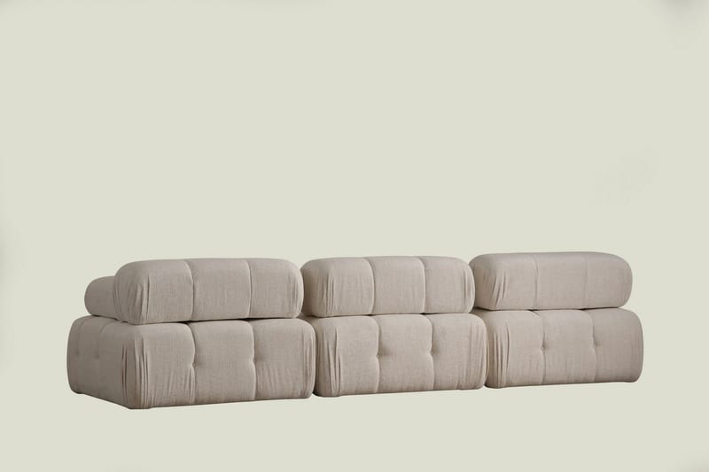 Belgin Bubblig Soffa 3-sits med utfällbara armstöd och ryggstöd - Ljusbeige / Beige - Möbler - Soffa - Modulsoffor - Komplett modulsoffa