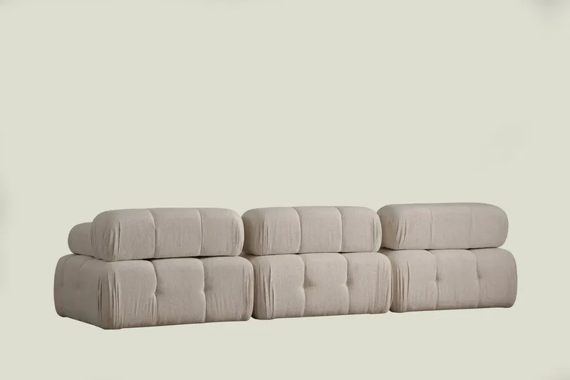 Belgin Bubblig Soffa 3-sits med utfällbara armstöd och ryggstöd - Ljusbeige / Beige - Möbler - Soffa - Modulsoffor - Komplett modulsoffa