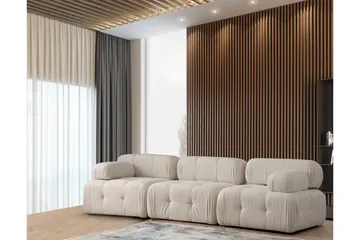 Belgin Bubblig Soffa 3-sits med utfällbara armstöd och ryggstöd - Ljusbeige / Beige - Möbler - Soffa - Modulsoffor - Komplett modulsoffa