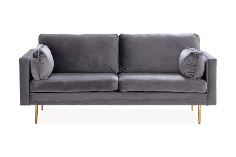 Bloom 3-sits Sammetssoffa - Ljusgrå - Möbler - Soffa - 3 sits soffa