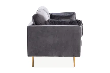 Bloom 3-sits Soffa i Sammet med Metallben - Grå - Möbler - Soffa - 3 sits soffa