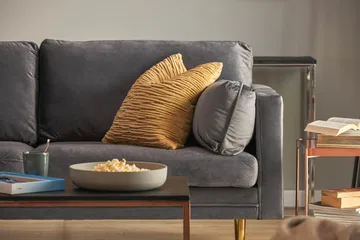 Bloom 3-sits Soffa i Sammet med Metallben - Grå - Möbler - Soffa - 3 sits soffa