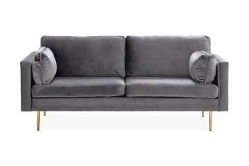 Bloom 3-sits Soffa i Sammet med Metallben - Grå - Möbler - Soffa - 3 sits soffa