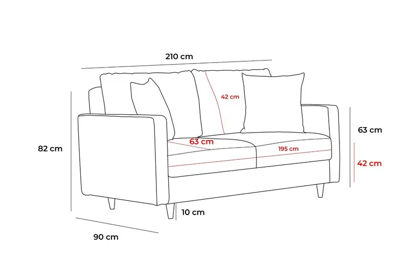 Braneles Soffa 3-sits - Antracit - Möbler - Soffa - 3 sits soffa