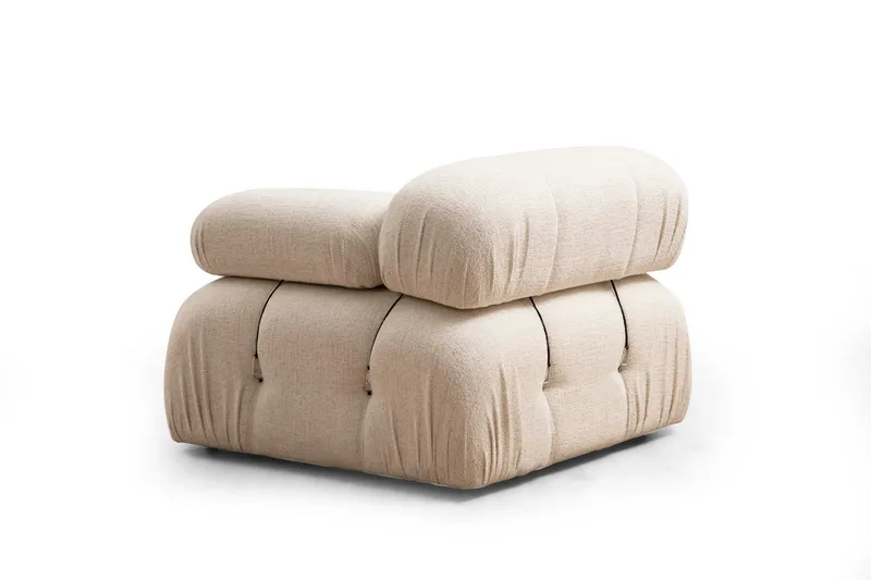 Bubblig Soffa 3-sits Belgin med fasta armstöd och repdetaljer - Ljusbeige - Möbler - Soffa - Modulsoffor - Komplett modulsoffa