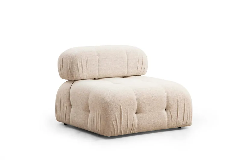 Bubblig Soffa 3-sits Belgin med fasta armstöd och repdetaljer - Ljusbeige - Möbler - Soffa - Modulsoffor - Komplett modulsoffa