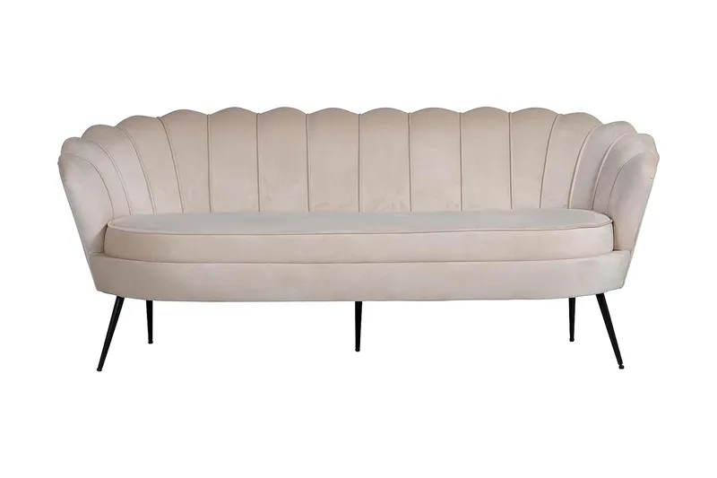 Calais 3-sits Snäckformad Sammetssoffa 181 cm, Beige