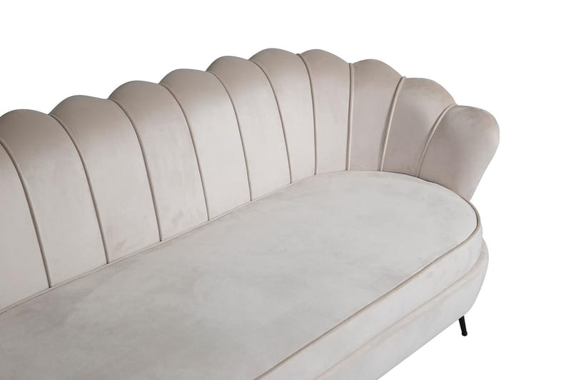 Calais 3-sits Snäckformad Sammetssoffa 181 cm - Beige - Möbler - Soffa - 3 sits soffa