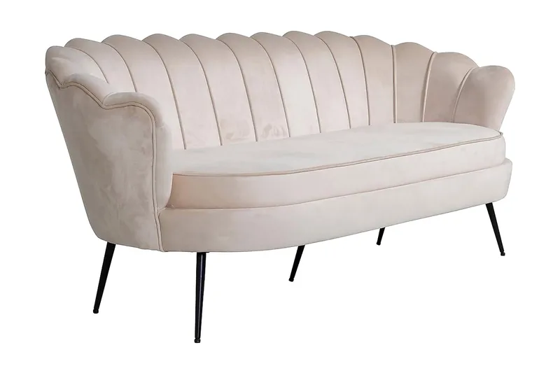 Calais 3-sits Snäckformad Sammetssoffa 181 cm - Beige - Möbler - Soffa - 3 sits soffa
