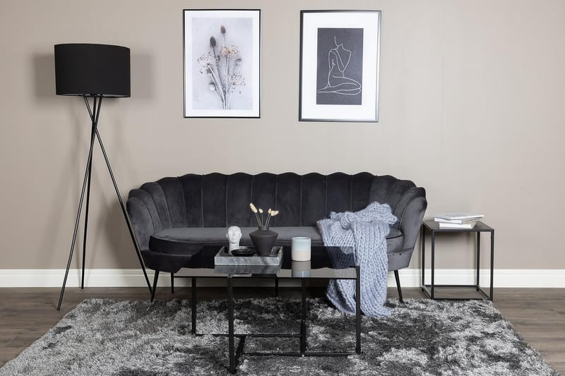 Calais 3-sits Snäckformad Sammetssoffa 181 cm - Grå - Möbler - Soffa - 3 sits soffa