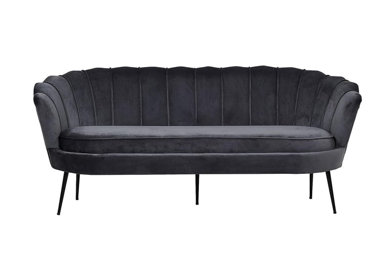 Calais 3-sits Snäckformad Sammetssoffa 181 cm, Grå