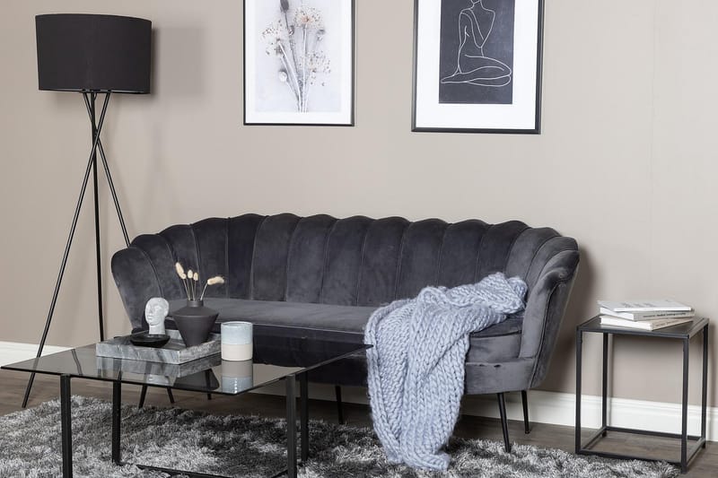 Calais 3-sits Snäckformad Sammetssoffa 181 cm - Grå - Möbler - Soffa - 3 sits soffa