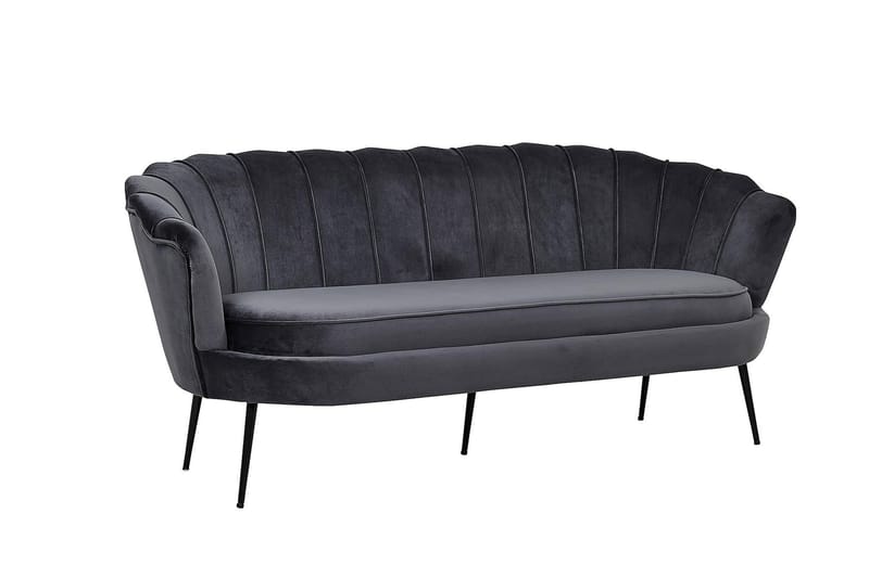 Calais 3-sits Snäckformad Sammetssoffa 181 cm - Grå - Möbler - Soffa - 3 sits soffa