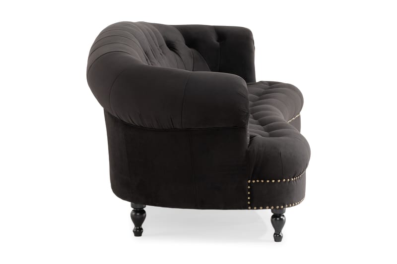 Castelano 3-sits Soffa - Svart - Chesterfield soffa - 3 sits soffa