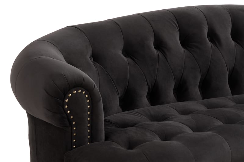 Castelano 3-sits Soffa - Svart - Chesterfield soffa - 3 sits soffa