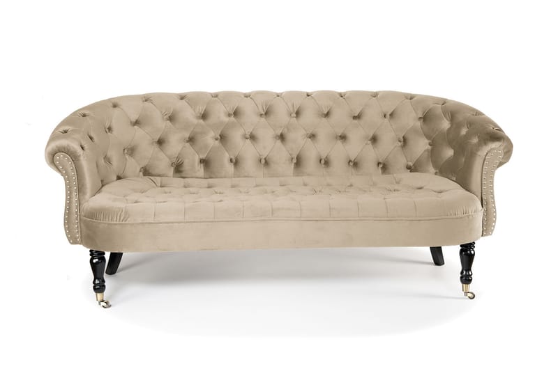 Chesterfield Ludovic Soffa 3-sits - Beige - Chesterfield soffa - 3 sits soffa - Sammetssoffa