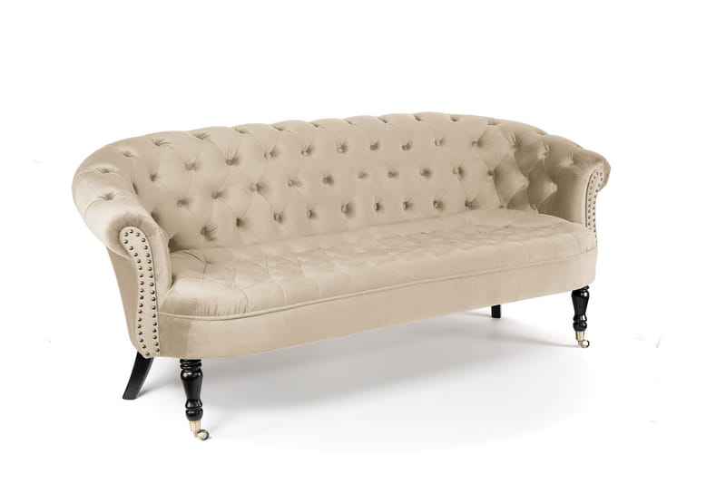 Chesterfield Ludovic Soffa 3-sits - Beige - Chesterfield soffa - 3 sits soffa - Sammetssoffa