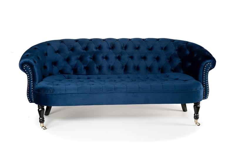 Chesterfield Ludovic Soffa 3-sits - Blå - Chesterfield soffa - 3 sits soffa - Sammetssoffa