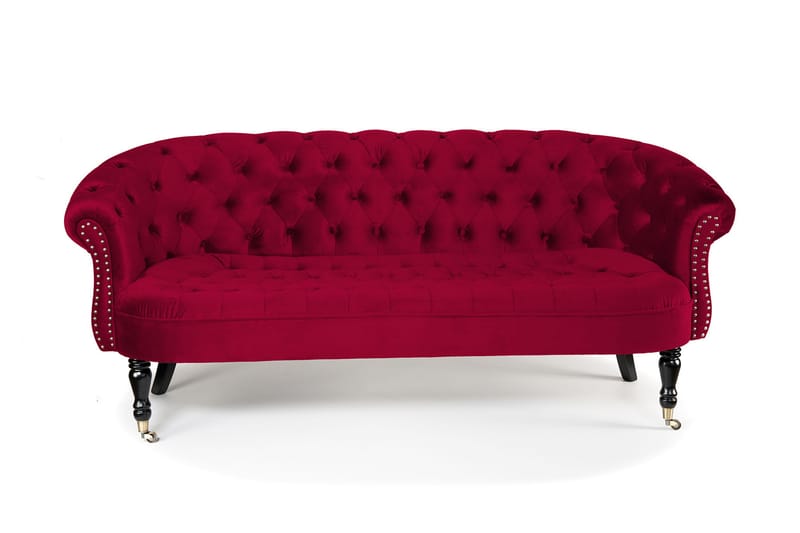 Chesterfield Ludovic Soffa 3-sits - Cerise - Chesterfield soffa - 3 sits soffa - Sammetssoffa